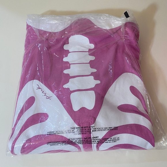 VS Pink XXL Pink Berry Halloween Skeleton Onesie Thermal Long Jane - Picture 4 of 4